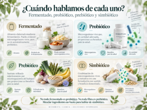 ¿Cuando hablamos de cada uno: fermentado, prebiotico, probiotico o simbiótico?