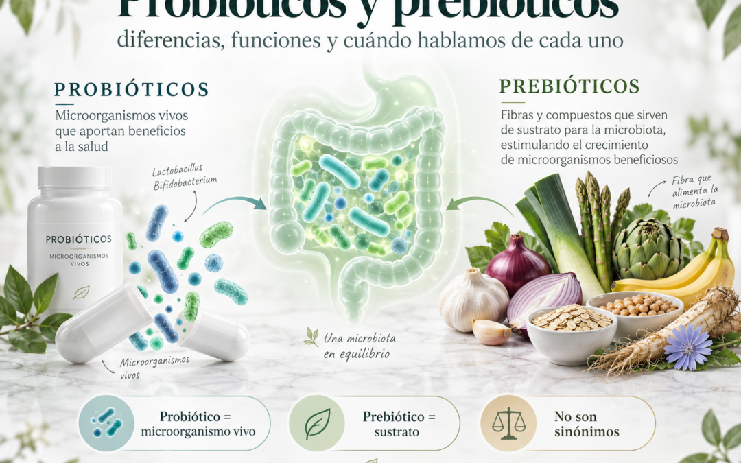 Probióticos y prebióticos: diferencias, funciones y cuándo hablamos de cada uno